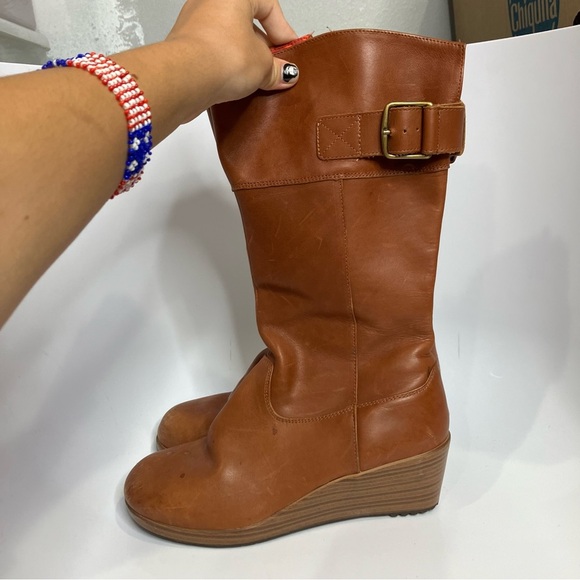 Crocs A-Leigh wedge boots tan casual trendy neutral comfort‎ shoe women size 7.5 - Picture 4 of 10